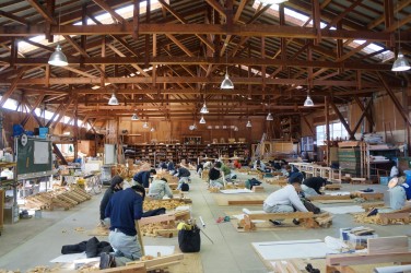 木造実習棟での授業